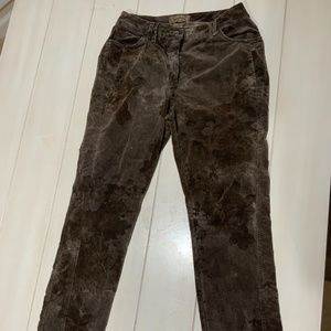Tatienne velvet brown pants size s floral